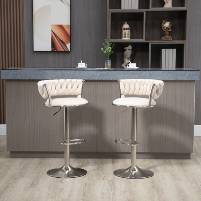 COOLMORE Swivel Bar Stools Set of 2 Adjustable Counter Height Chairs with Footrest for Kitchen, Dining Room 2PC/SET-海智集-Default-