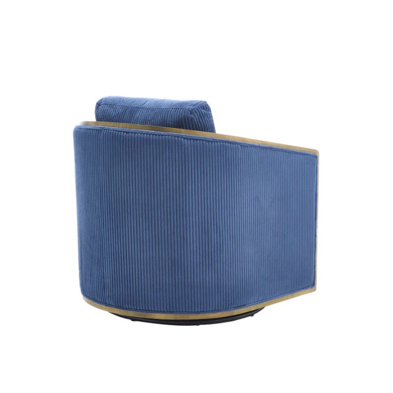 Navy Corduroy Swivel Barrel Chair, Comfortable Accent Sofa with 360 Degree Swivel for Living Room, Nursery, Office-海智集-Default-
