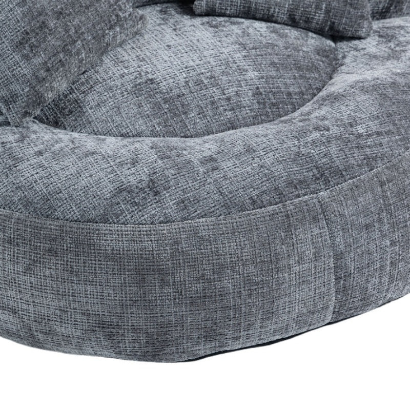 Lazy Sofa Durable Comfort Lounger High Back Bean Bag Chair with Three Pillows, Gray Chenille, 42.52 inches-海智集-Default-