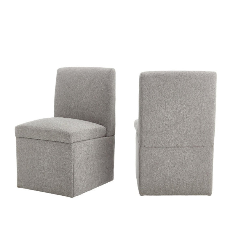 COOLMORE 360 Degree Swivel Upholstered Dining Chairs Set of 2 Swivel Dining Room Chairs Kitchen Chairs Casters & Storage Comfy Modern Rolling Chair for Living Room Fabric Armless Chair-海智集-Default-