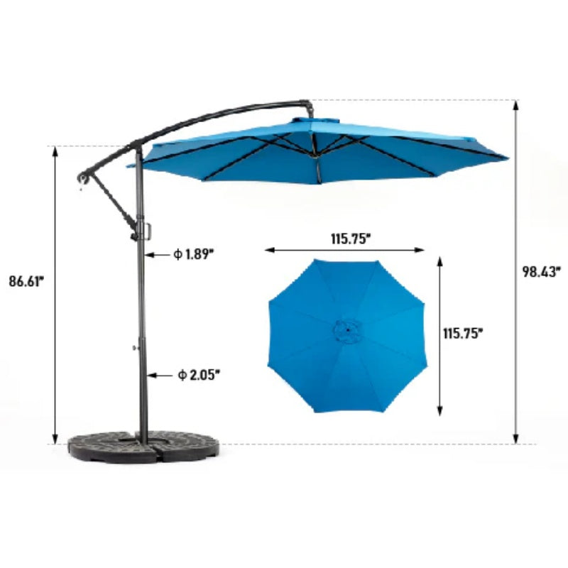 Best Choice Products 10ft Offset Hanging Market Patio Umbrella w/Easy Tilt Adjustment, Polyester Shade, 8 Ribs for Backyard, Poolside - ( Dark blue ) (No Base)-海智集-Default-