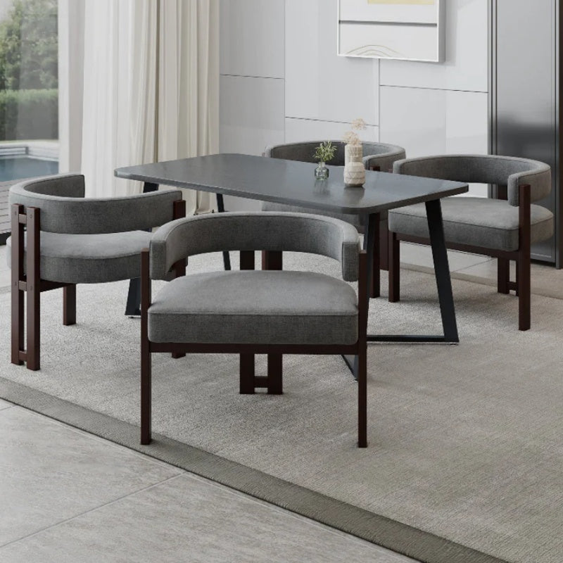Modern Accent Chair Teddy Upholstered Armchair with Open Back 3 Legs Barrel Dining Chair Comfy Side Chair Set of 2 Gray-海智集-Default-