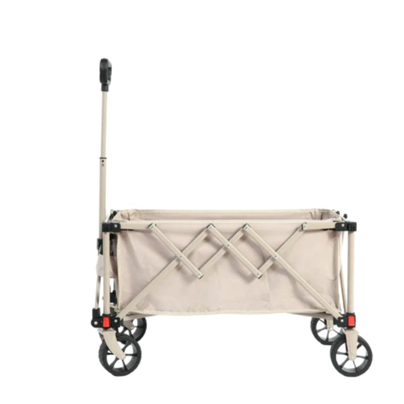 Folding Wagon Carts,Folding Wagon Cart with All Terrain Wheels,Heavy Duty Garden Carts with Adjustable Handle,Outdoor Utility Wagon for Camping Shopping Sports Fishing Beige-海智集-Default-