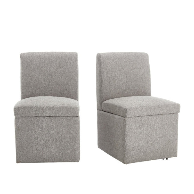 COOLMORE 360 Degree Swivel Upholstered Dining Chairs Set of 2 Swivel Dining Room Chairs Kitchen Chairs Casters & Storage Comfy Modern Rolling Chair for Living Room Fabric Armless Chair-海智集-Default-