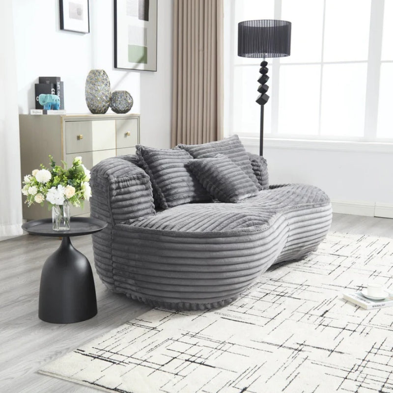 Bean Bag Sofa Lazy Sofa Durable Comfort Lounger High Back Bean Bag Chair Couch for Adults and Kids, Indoor & Outdoor, Dark Gray Corduroy-海智集-Default-