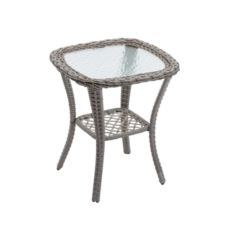 3 Pieces Outdoor Swivel Rocker Patio Chairs, 360 Degree Rocking Patio Conversation Set with Thickened Cushions and Glass Coffee Table for Backyard, Navy blue-海智集-Default-