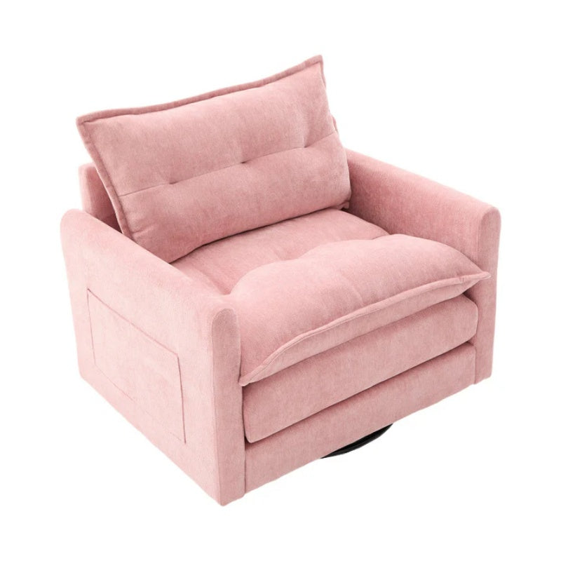 UNITED WE WIN Swivel Barrel Chair - Mid Century Modern Chair, Thick Padded Arm Chair with Solid Metal Base, Comfortable Single Sofa Chair, Swivel Accent Chair for Living Room Bedroom-海智集-Default-