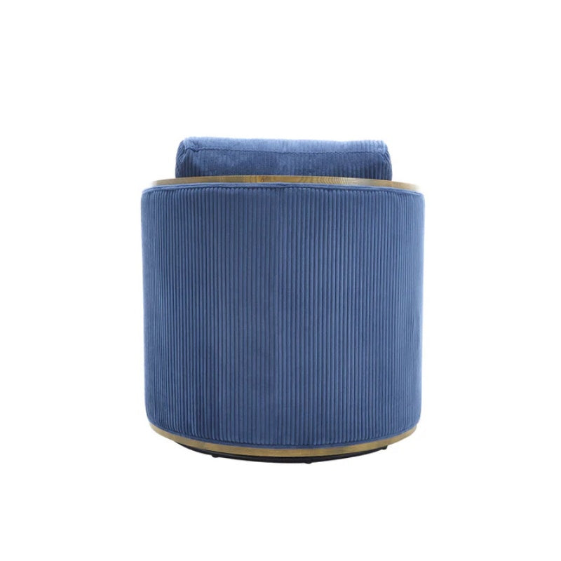 Navy Corduroy Swivel Barrel Chair, Comfortable Accent Sofa with 360 Degree Swivel for Living Room, Nursery, Office-海智集-Default-