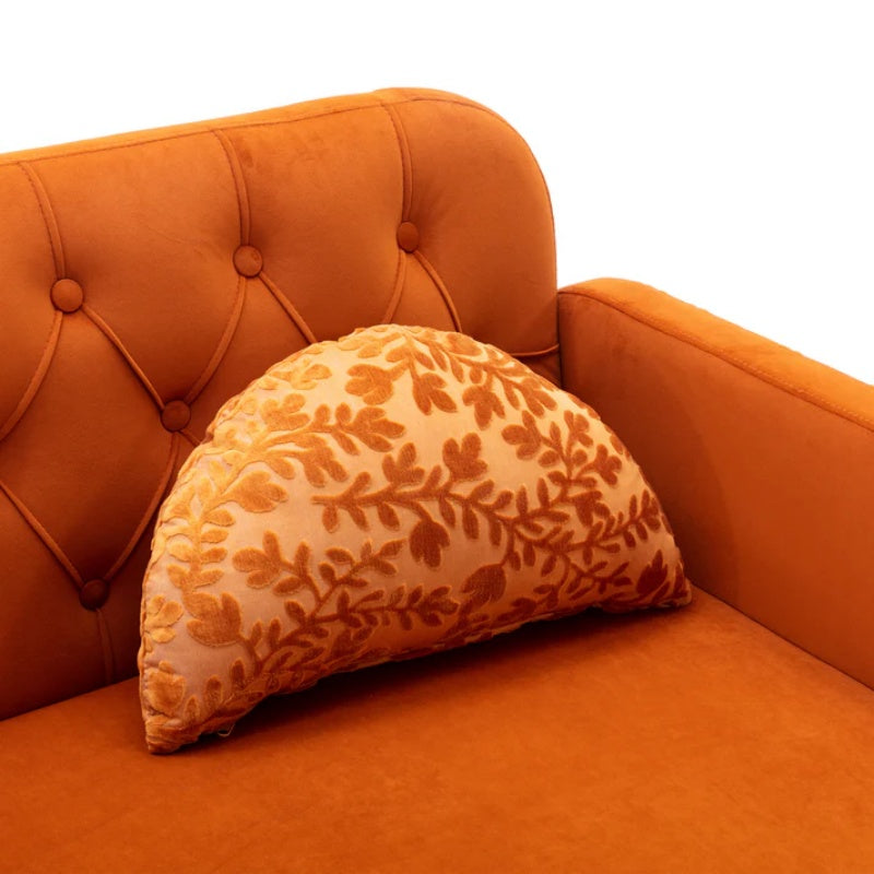 COOLMORE Modern Velvet Loveseat Sofa , Comfy Upholstered 2-Seater Sofa with Gold Metal Legs, Small Loveseat Accent Couch for Living Bedroom Leisure Areas (Orange Velvet)-海智集-Default-