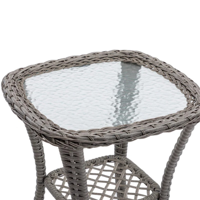 3 Pieces Outdoor Swivel Rocker Patio Chairs, 360 Degree Rocking Patio Conversation Set with Thickened Cushions and Glass Coffee Table for Backyard, Navy blue-海智集-Default-