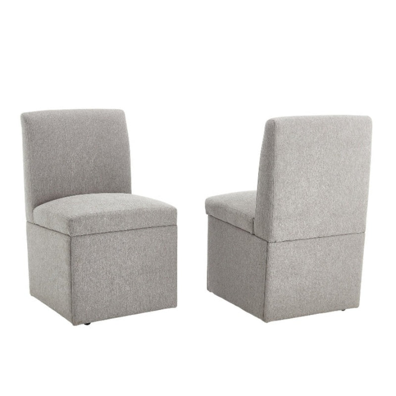 COOLMORE 360 Degree Swivel Upholstered Dining Chairs Set of 2 Swivel Dining Room Chairs Kitchen Chairs Casters & Storage Comfy Modern Rolling Chair for Living Room Fabric Armless Chair-海智集-Default-