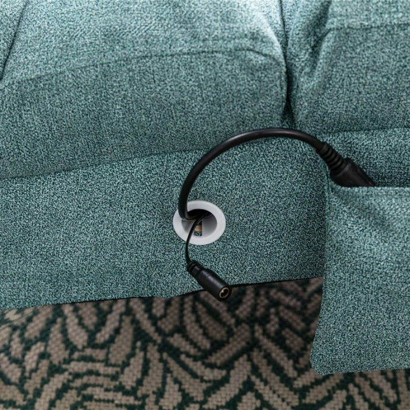 Ergonomic Electric Massage Chaise Lounge with Remote Control, Teal Linen Upholstery, 5 Modes for Relaxation-海智集-Default-