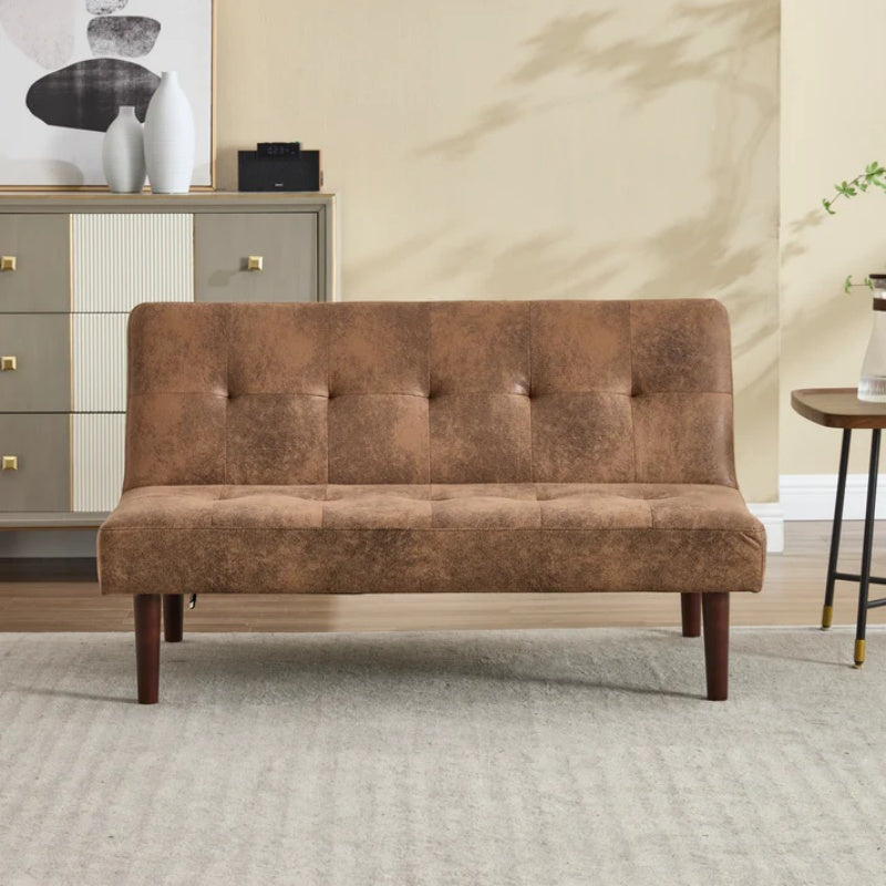 Foldable Fashion Sofa Bed High End Flannel Fabric Back Adjustable Sofa Recliner Futon, Modern Fashion Sofa with Charging Port, Suitable for Living Room Bedroom Office (Coffee color)-海智集-Default-