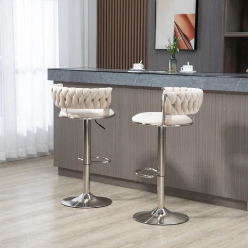 COOLMORE Swivel Bar Stools Set of 2 Adjustable Counter Height Chairs with Footrest for Kitchen, Dining Room 2PC/SET-海智集-Default-