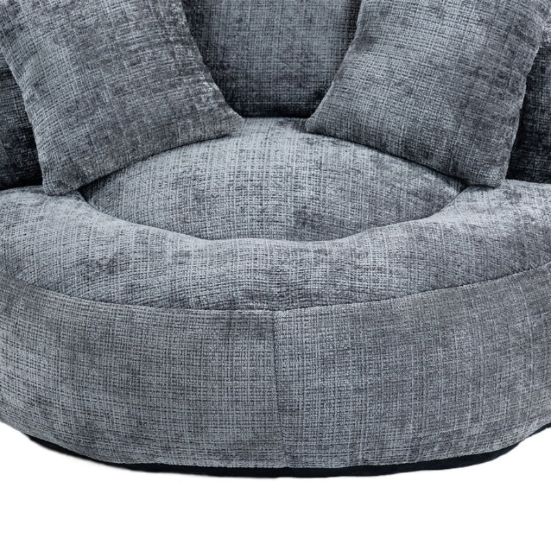 Lazy Sofa Durable Comfort Lounger High Back Bean Bag Chair with Three Pillows, Gray Chenille, 42.52 inches-海智集-Default-