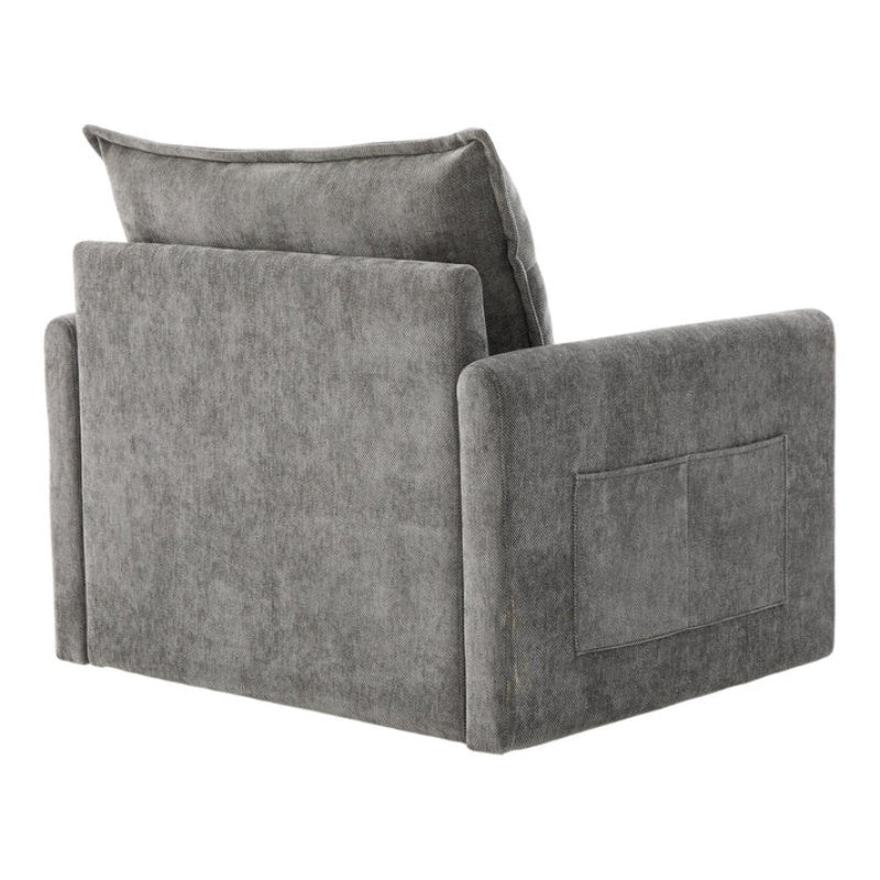 UNITED WE WIN Swivel Barrel Chair - Mid Century Modern Chair, Thick Padded Arm Chair with Solid Metal Base, Comfortable Single Sofa Chair, Swivel Accent Chair for Living Room Bedroom-海智集-Default-