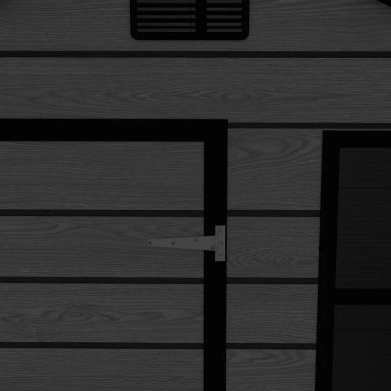 Campcraft 6*6ft resin storage shed, high quality pp material, strong structure, waterproof, rust and UV proof, large storage space, 12mm thick pp board, HD window lighting Black wood grain color-海智集-Default-