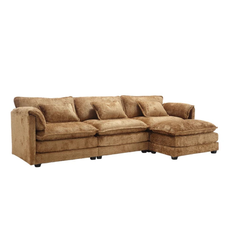 Modern Large L-Shape Sectional Chenille fabric, movable pedals, detachable armrests, oversized three-seat Sofa-海智集-Default-