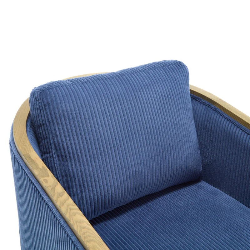 Navy Corduroy Swivel Barrel Chair, Comfortable Accent Sofa with 360 Degree Swivel for Living Room, Nursery, Office-海智集-Default-