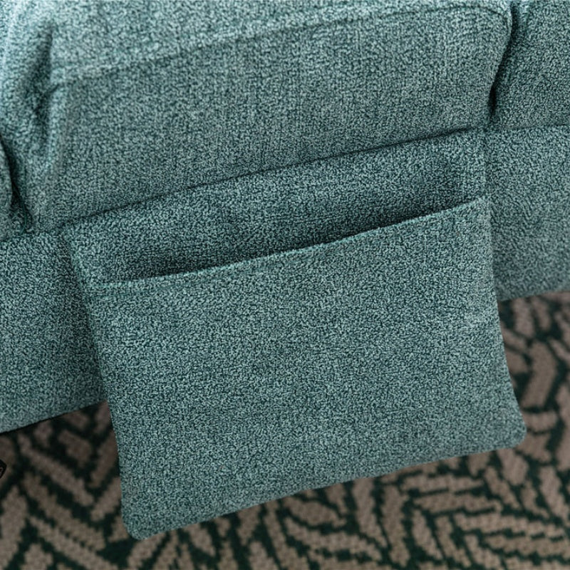 Ergonomic Electric Massage Chaise Lounge with Remote Control, Teal Linen Upholstery, 5 Modes for Relaxation-海智集-Default-