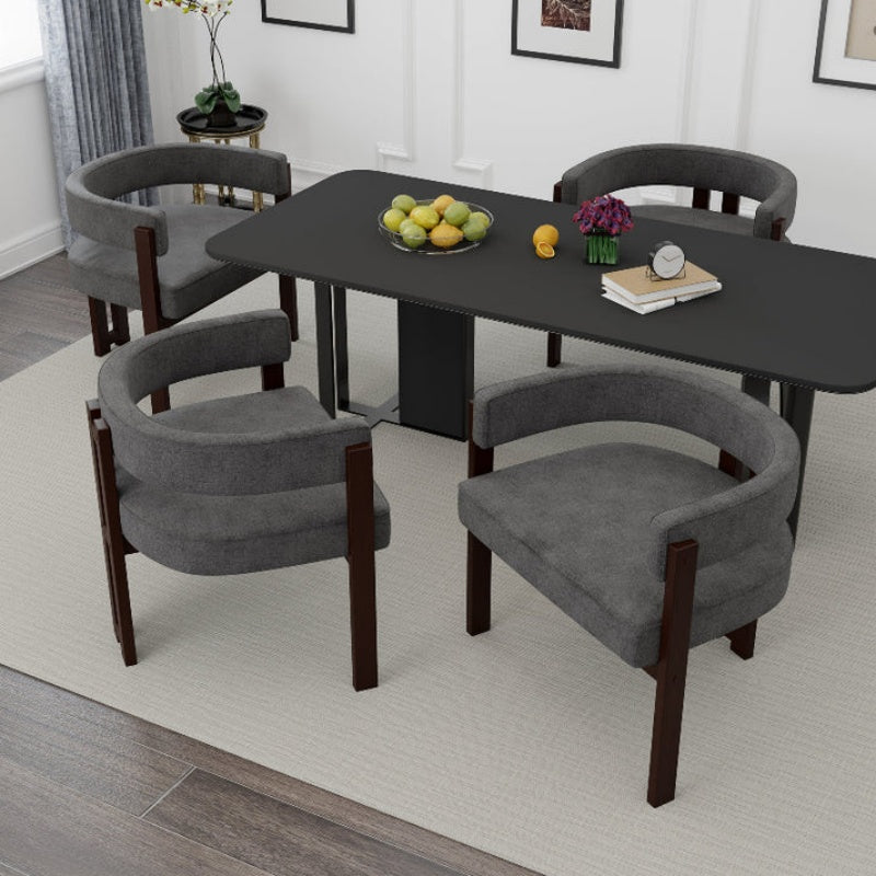 Modern Accent Chair Teddy Upholstered Armchair with Open Back 3 Legs Barrel Dining Chair Comfy Side Chair Set of 2 Gray-海智集-Default-