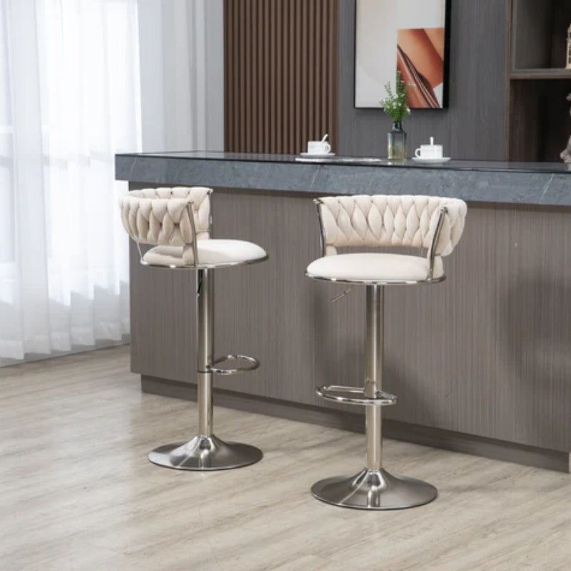 COOLMORE Swivel Bar Stools Set of 2 Adjustable Counter Height Chairs with Footrest for Kitchen, Dining Room 2PC/SET-海智集-Default-