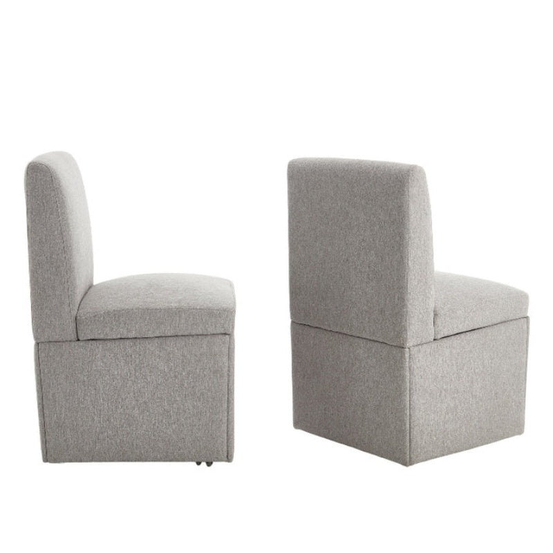 COOLMORE 360 Degree Swivel Upholstered Dining Chairs Set of 2 Swivel Dining Room Chairs Kitchen Chairs Casters & Storage Comfy Modern Rolling Chair for Living Room Fabric Armless Chair-海智集-Default-