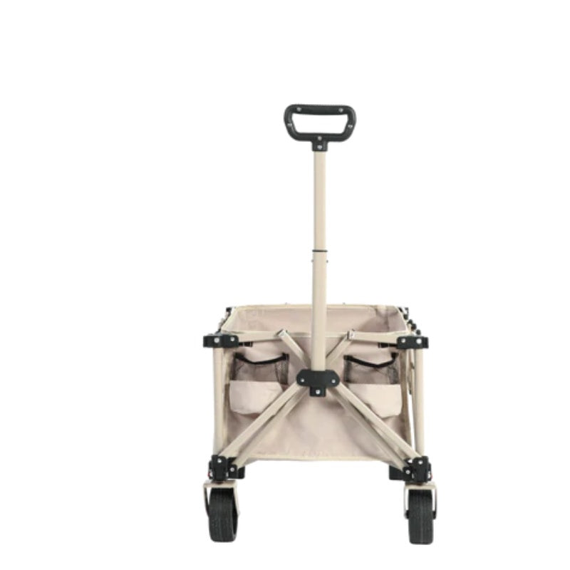 Folding Wagon Carts,Folding Wagon Cart with All Terrain Wheels,Heavy Duty Garden Carts with Adjustable Handle,Outdoor Utility Wagon for Camping Shopping Sports Fishing Beige-海智集-Default-