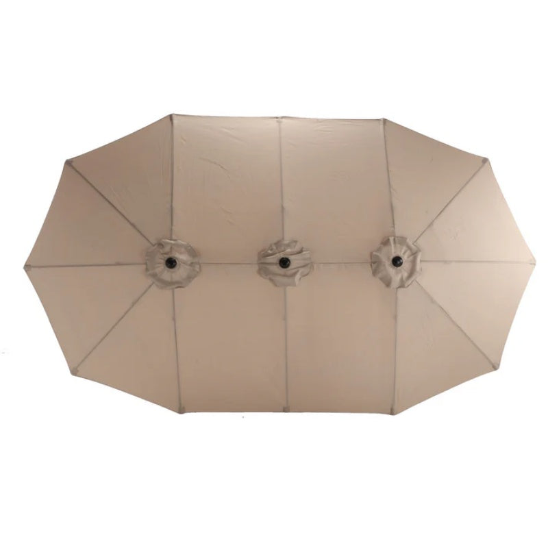 14.8 Ft Double Sided Outdoor Umbrella Rectangular Large with Crank ( khaki )(No Base)-海智集-Default-