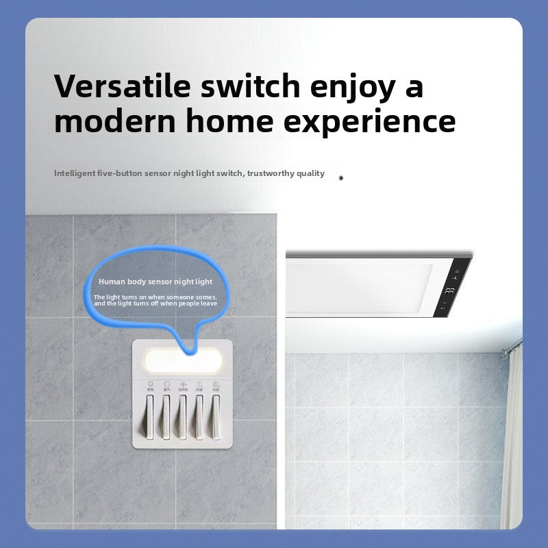 Night Light Switch Bathroom Heater Integrated Ceiling LED Light Fan Exhaust Fan Lighting Integrated Bathroom Heater-Kitchen & Bathroom-海智集-Night Light Switch Dual Core 2550W-