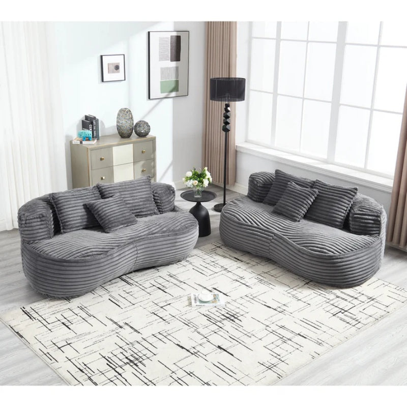 Bean Bag Sofa Lazy Sofa Durable Comfort Lounger High Back Bean Bag Chair Couch for Adults and Kids, Indoor & Outdoor, Dark Gray Corduroy-海智集-Default-