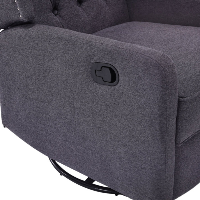 COOLMORE Rocking Recliner Chair,360 Degree Swivel Nursery Rocking Chair,Glider Chair,Modern Small Rocking Swivel Recliner Chair for Bedroom,Living Room Chair Home Theater Seat (Dark Gray)-海智集-Default-