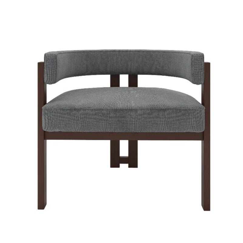 Modern Accent Chair Teddy Upholstered Armchair with Open Back 3 Legs Barrel Dining Chair Comfy Side Chair Set of 2 Gray-海智集-Default-