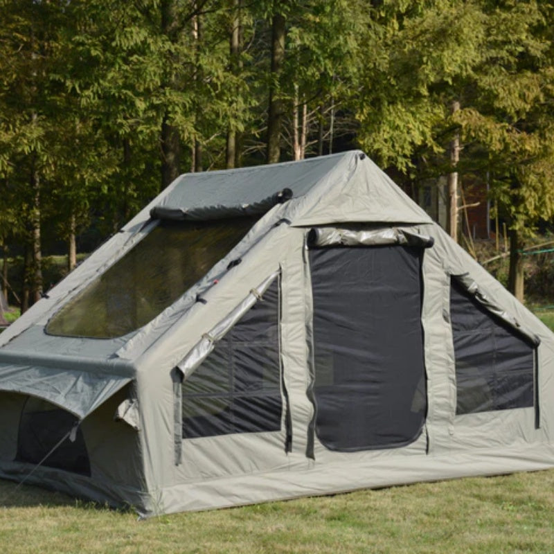Inflatable Camping Tent Easy Setup 4 Season Glamping Tent with High Performance Inflatable Structure 4-6 Persons Waterproof Windproof Outdoor Self-Supporting Blow up Tent Air Tent Portable House Green-海智集-Default-