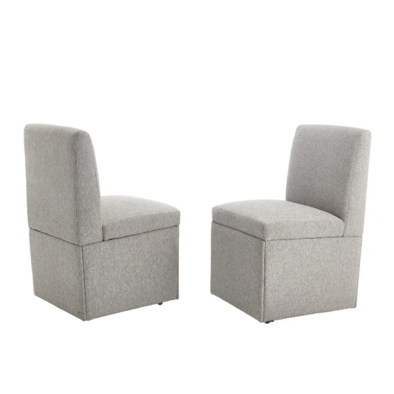 COOLMORE 360 Degree Swivel Upholstered Dining Chairs Set of 2 Swivel Dining Room Chairs Kitchen Chairs Casters & Storage Comfy Modern Rolling Chair for Living Room Fabric Armless Chair-海智集-Default-