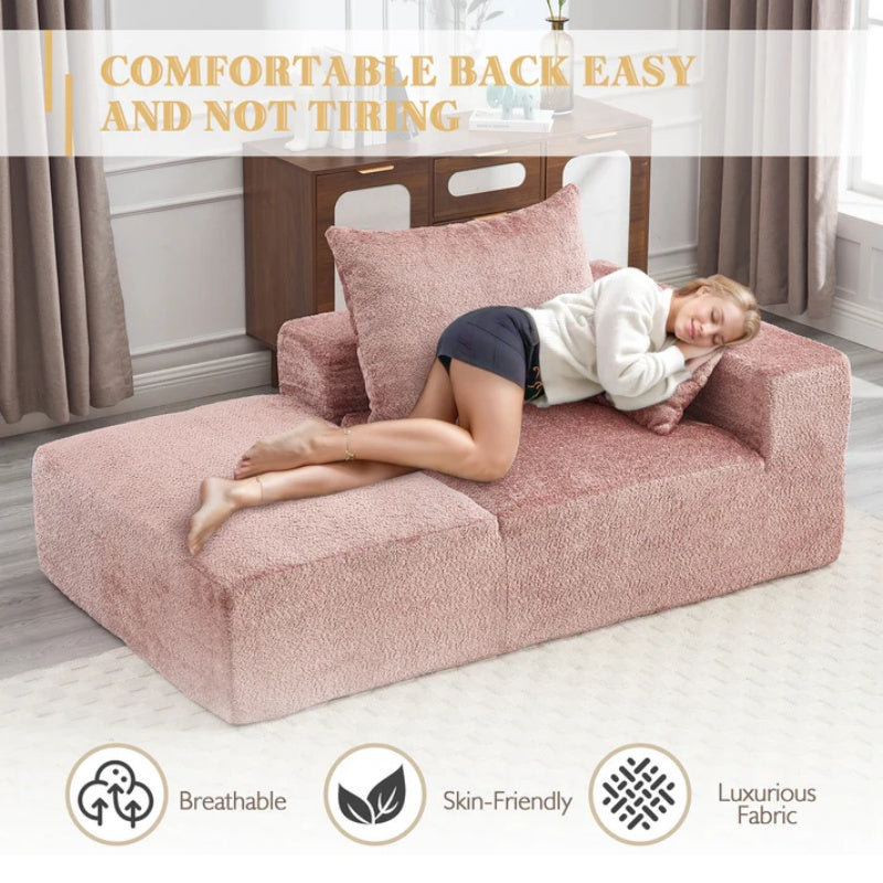 UNITED WE WIN Memory Foam 2-Seater Couch, No Installation & Easy to Transport, Deep Seat Modern Sofa with Chenille Fabric, Couch for Living Room, Bedroom, Apartment, Home Office-海智集-Default-