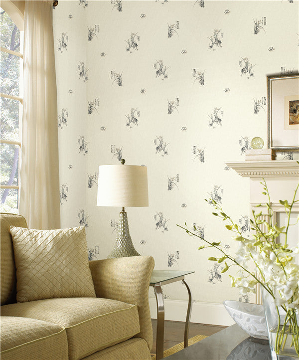 Orchid quality and scholarly Fragrance Wallpaper: A classical space created by Linxiu wall fabric-海智集-