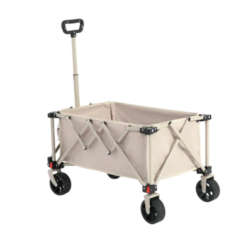 Folding Wagon Carts,Folding Wagon Cart with All Terrain Wheels,Heavy Duty Garden Carts with Adjustable Handle,Outdoor Utility Wagon for Camping Shopping Sports Fishing Beige-海智集-Default-