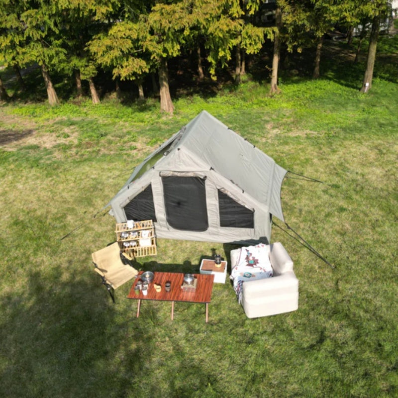 Inflatable Camping Tent Easy Setup 4 Season Glamping Tent with High Performance Inflatable Structure 4-6 Persons Waterproof Windproof Outdoor Self-Supporting Blow up Tent Air Tent Portable House Green-海智集-Default-