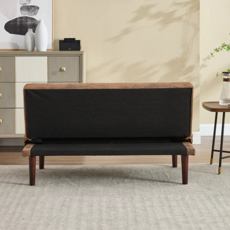 Foldable Fashion Sofa Bed High End Flannel Fabric Back Adjustable Sofa Recliner Futon, Modern Fashion Sofa with Charging Port, Suitable for Living Room Bedroom Office (Coffee color)-海智集-Default-