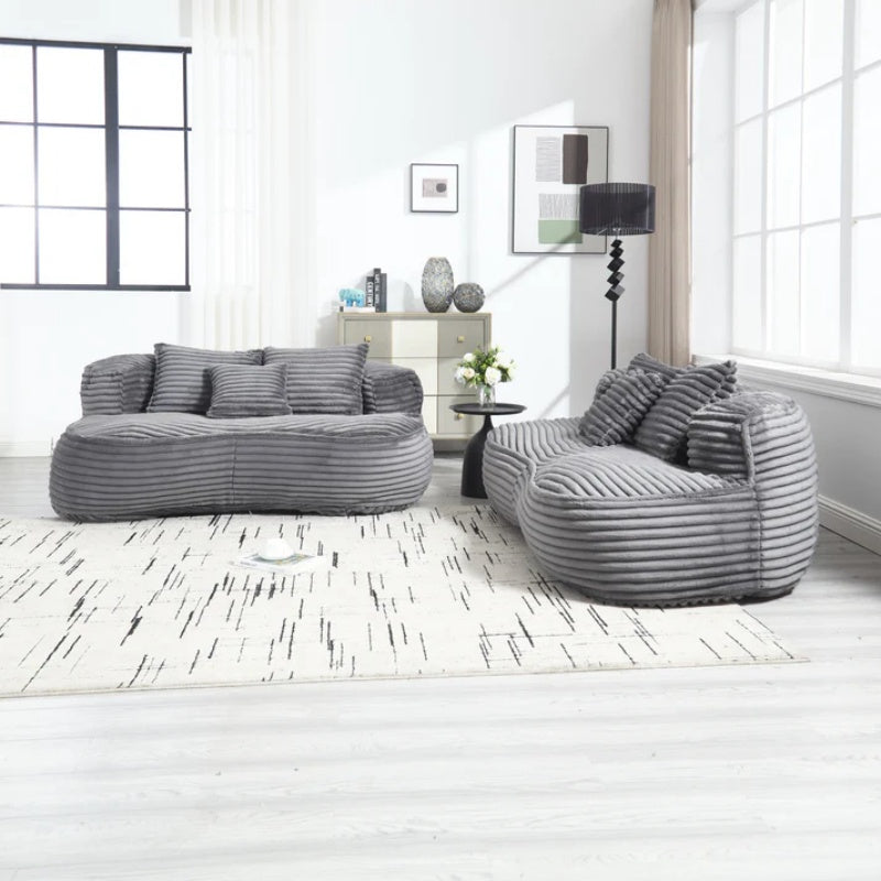 Bean Bag Sofa Lazy Sofa Durable Comfort Lounger High Back Bean Bag Chair Couch for Adults and Kids, Indoor & Outdoor, Dark Gray Corduroy-海智集-Default-