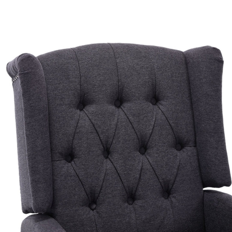 COOLMORE Rocking Recliner Chair,360 Degree Swivel Nursery Rocking Chair,Glider Chair,Modern Small Rocking Swivel Recliner Chair for Bedroom,Living Room Chair Home Theater Seat (Dark Gray)-海智集-Default-