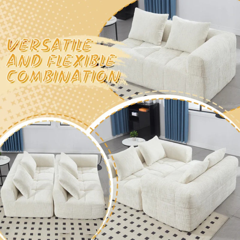 UNITED WE WIN Chenille Loveseat Sofa,Minimalist Modular Couches Sleeper for Living Room Bedroom Apartment Lounge-海智集-Default-