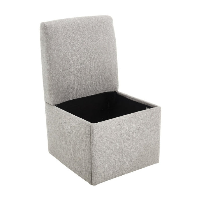 COOLMORE 360 Degree Swivel Upholstered Dining Chairs Set of 2 Swivel Dining Room Chairs Kitchen Chairs Casters & Storage Comfy Modern Rolling Chair for Living Room Fabric Armless Chair-海智集-Default-