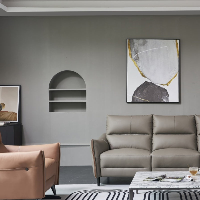 Luo LAN SeriesLeather Sofa, Italian Light Luxury Four-seater G37-海智集-