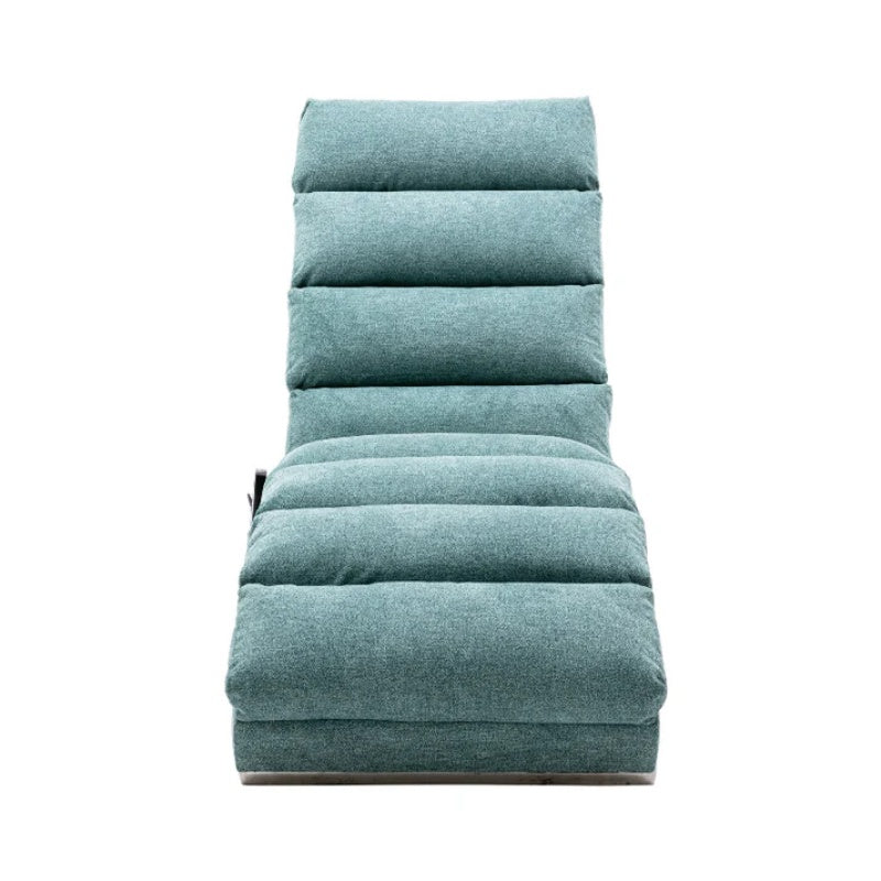 Ergonomic Electric Massage Chaise Lounge with Remote Control, Teal Linen Upholstery, 5 Modes for Relaxation-海智集-Default-