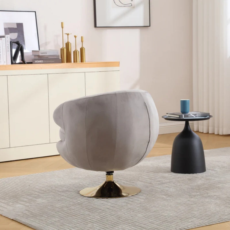 360 Degree Swivel Cuddle Barrel Accent Chairs, Round Armchairs with Wide Upholstered, Fluffy Fabric Chair for Living Room, Bedroom, Office, Waiting Rooms-海智集-Default-
