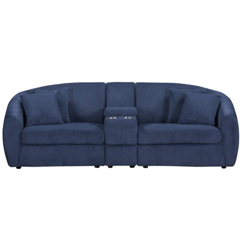 UNITED WE WIN corduroy fabric, two cup holders, storage, oversized two-seat, solid wood frame, high quality sponge filling, curved placement sofa-海智集-Default-