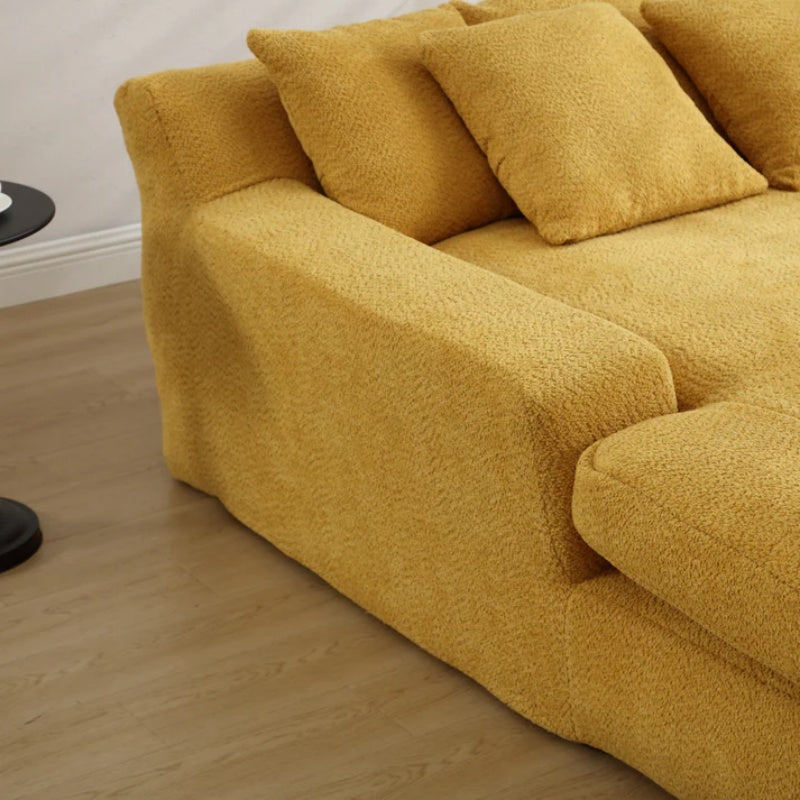 COOLMORE Chenille 2-seater lazy sofa With 5 back pillows,Comfy Sofa- Deep Seat Couch for Living Room,Club (Mustard yellow)-海智集-Default-