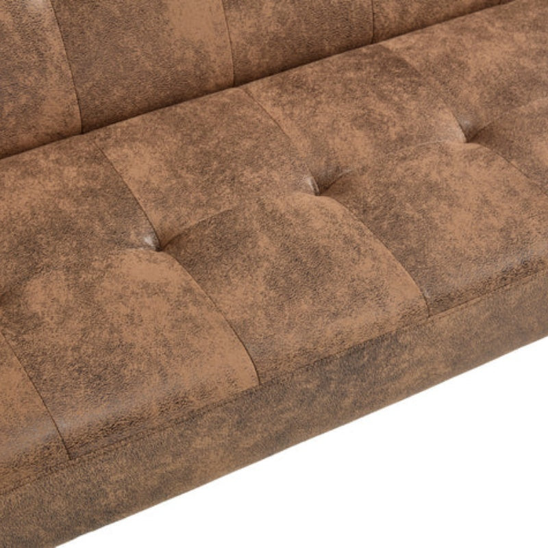 Foldable Fashion Sofa Bed High End Flannel Fabric Back Adjustable Sofa Recliner Futon, Modern Fashion Sofa with Charging Port, Suitable for Living Room Bedroom Office (Coffee color)-海智集-Default-
